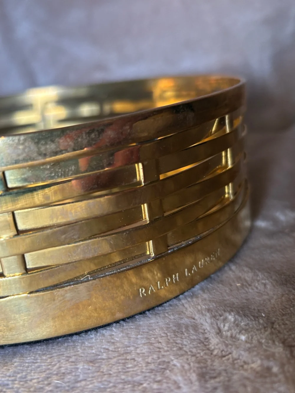Ralph Lauren Home Gold Tone Brass Woven Luxury Trinket Catchall Bowl Vanity Tray